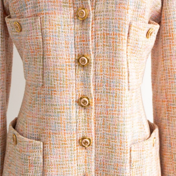 Chanel Vintage Cruise 1994 Multicolor Pastel Pink Orange 94C Tweed Jacket - Picture 7 of 16